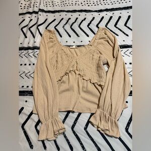 Altard State Beige Ruffled Women's Top